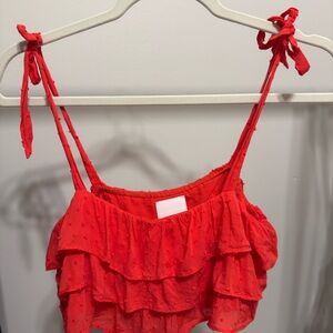 Skylar + Madison Red Ruffled Tie Front Camisole